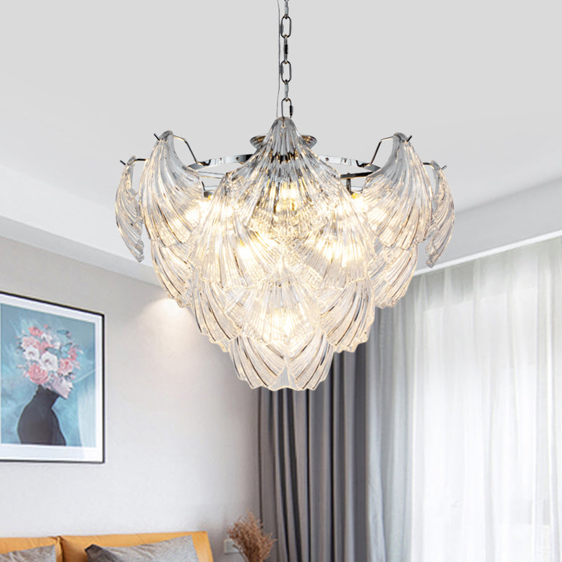 Brielle’s Crystal Chandelier - Modern Elegance With Tapered Petals (10 Lights) Chrome Chandelier