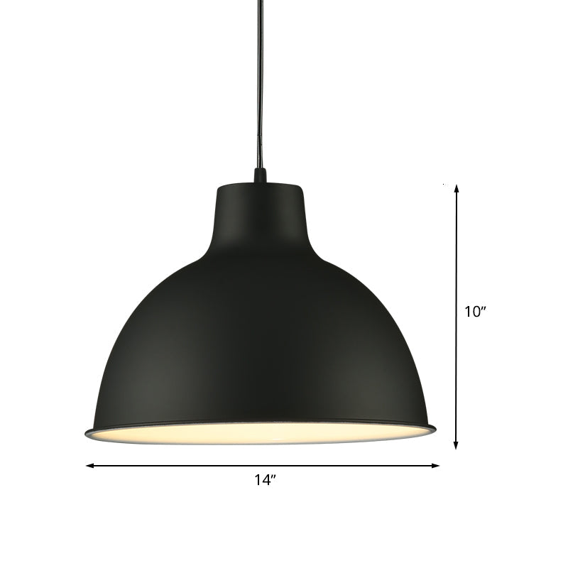 Modern Loft Style Dome Ceiling Light - 12’/14’ Dia Adjustable Cord Black/White Pendant Lights