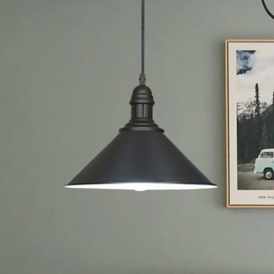 Lydia Charming Conical Pendant: Farmhouse Flair For Any Room Black