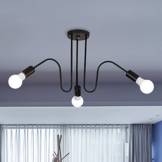 Alyssa Meets Versatility: Loft Style Semi - Flush Mount Light 3 / Black