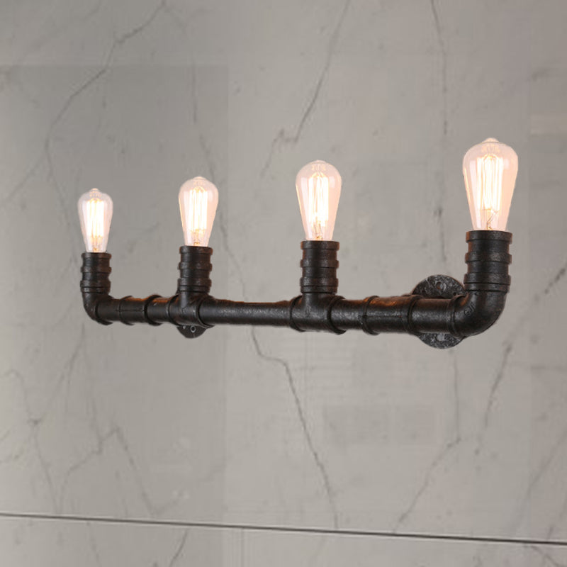 Embrace Industrial Charm And Ample Illumination: The 4 - Bulb Linear Pipe Wall Sconce Bronze Wall