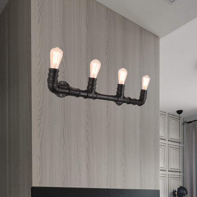 Embrace Industrial Charm And Ample Illumination: The 4 - Bulb Linear Pipe Wall Sconce Wall Light