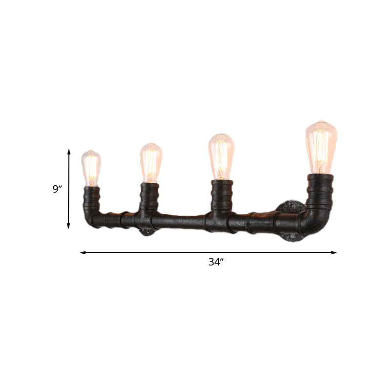 Embrace Industrial Charm And Ample Illumination: The 4 - Bulb Linear Pipe Wall Sconce Wall Light