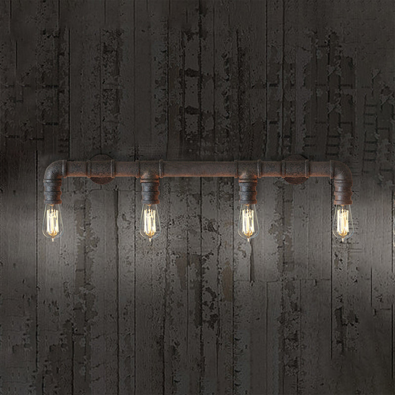 Embrace Industrial Charm And Ample Illumination: The 4 - Bulb Linear Pipe Wall Sconce Rust Wall