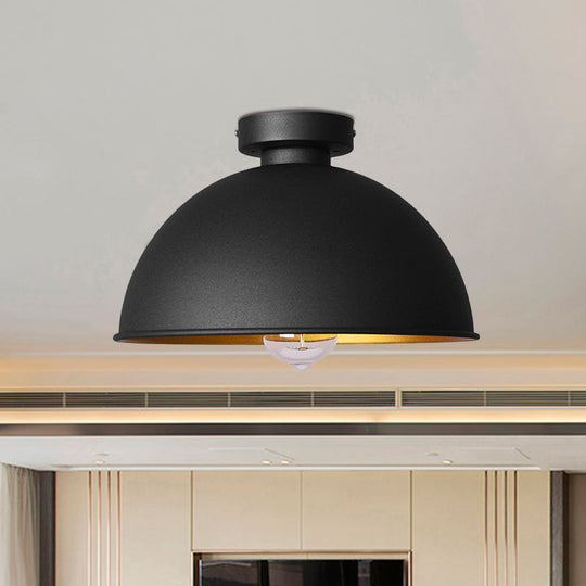 Modern Elegance: Black Dome Flush Mount Ceiling Light