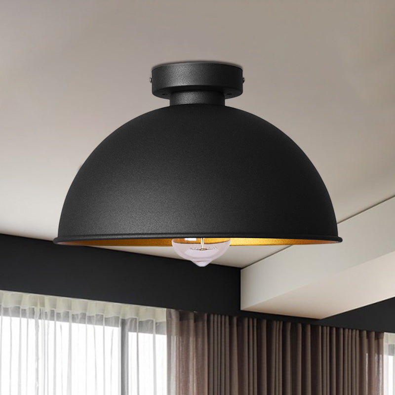 Modern Elegance: Black Dome Flush Mount Ceiling Light