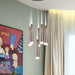 Noémie: Striking Hanging Pendant Light With Adjustable Lights 6 / Brown Natural