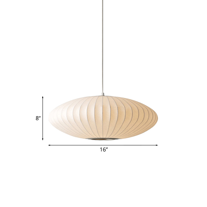 Juliette’s Saucer Hanging Ceiling Light - Modernist Fabric Pendant In White Lighting