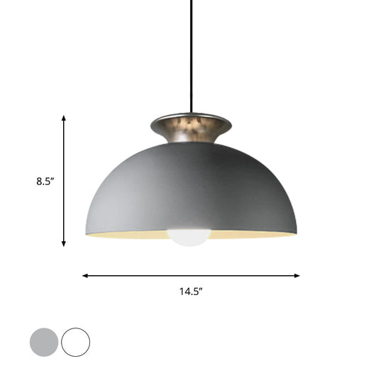 Nordic Style Aluminum Dome Pendant Lamp - Grey/White For Snack Bars