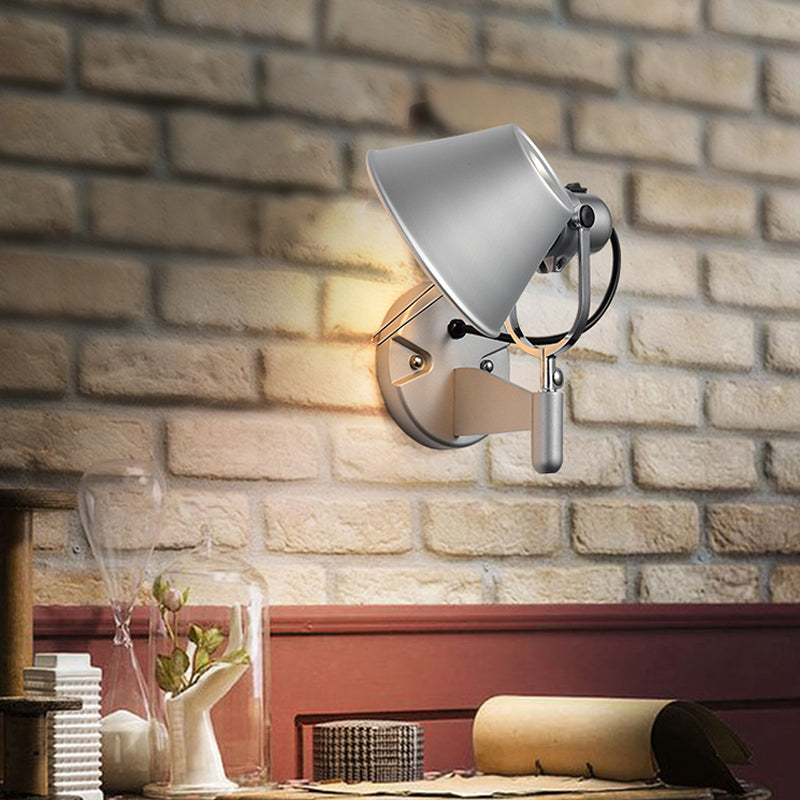 Olivia’s Adjustable Metal Truncated Cone Wall Sconce - Industrial Chic For Bedside Lighting In