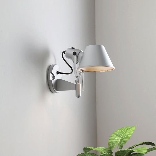 Olivia’s Adjustable Metal Truncated Cone Wall Sconce - Industrial Chic For Bedside Lighting In