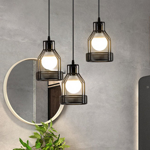 Embrace Industrial Charm And Ample Illumination: The Iron Bottle Frame Cluster Pendant Black