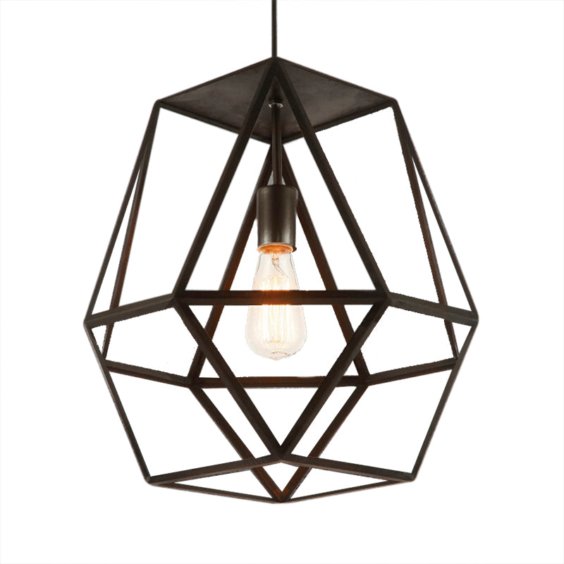 Penelope - Modern Industrial Pendant Light With Polygon Shade And Wire Guard