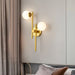 Sydney Modern Gold Wall Lamp With Opal Glass Shades