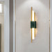 Luminescent Lines: Modern Led Wall Light With Marble Accents Green / White