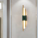 Luminescent Lines: Modern Led Wall Light With Marble Accents Green / White