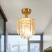 Stella’s Sparkling Embrace: Modern Crystal Semi - Flush Mount For Porch Brass