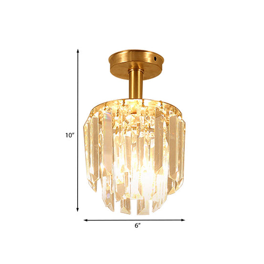 Stella’s Sparkling Embrace: Modern Crystal Semi - Flush Mount For Porch