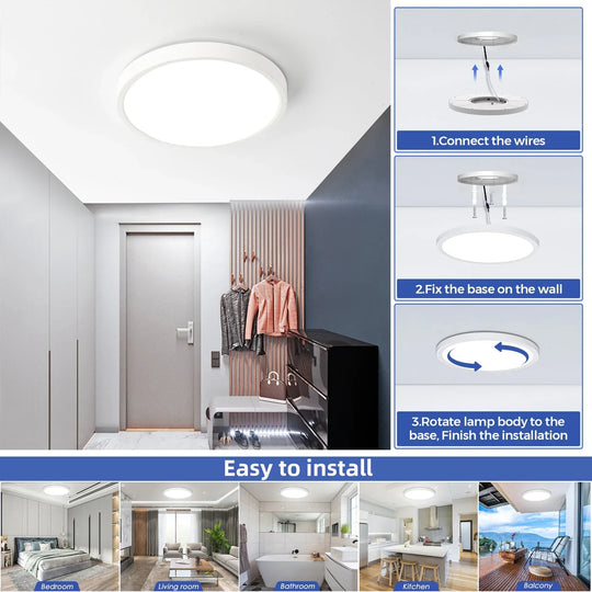 Circular Ultra - Thin Led Ceiling Lamp - Ideal For Bedroom Balcony Hallway Study And Bathroom Three