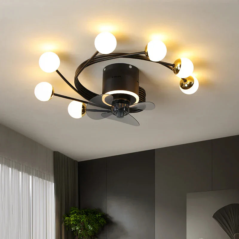 Nordic Art Chandelier Ceiling Fan Without Blades Bedroom Lamp Fans With Lights Decorative Led Lamps