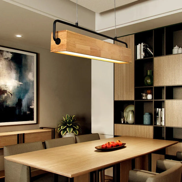 Nordic Wood Pendant Lights - Contemporary Led Lamps For Dining Living Room Kitchen Office Shop Bar