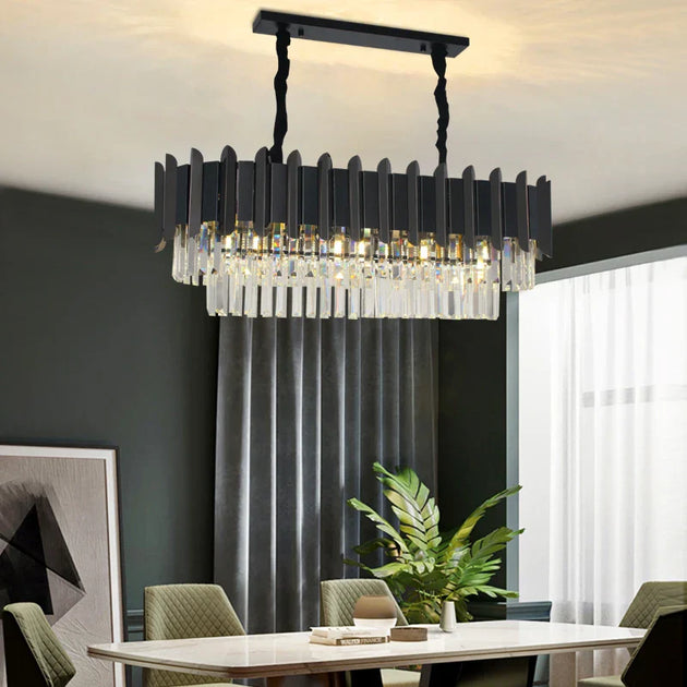 Elegant Black Crystal Chandelier - A Postmodern Light Luxury Addition For Modern Living Rooms And