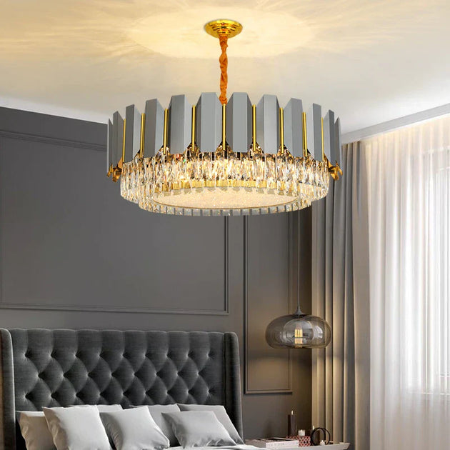 Stainless Steel Light Luxury Crystal Chandelier - A Postmodern Marvel For Living Rooms Simple