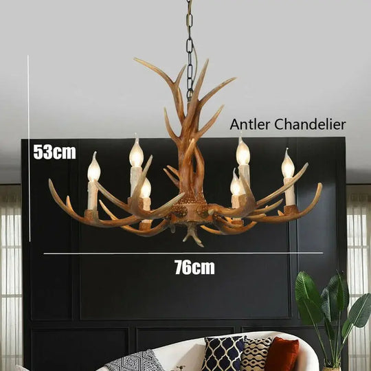 Vintage Resin Deer Horn Antler Chandelier - A Rustic Touch For Restaurant Bedroom And Living Room