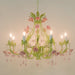 European Rose Flower Chandelier - Green Lustre Light In 6L/8L/12L Sizes E14 Decoration Fixture Pink