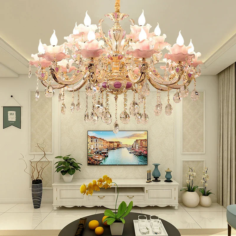 European Style Crystal Chandelier - Elegant Zinc Alloy Pendant Lighting For Modern Decor Chandelier