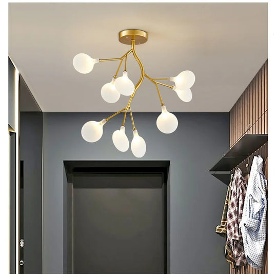 Modern Led Firefly Ceiling Chandelier - Contemporary Tree Branch Pendant Hanging Lamp With G4 Bulbs