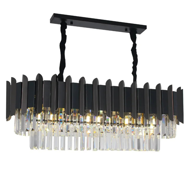 Elegant Black Crystal Chandelier - A Postmodern Light Luxury Addition For Modern Living Rooms And