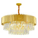 Postmodern Round Gold Stainless Steel Crystal Led Chandelier - Contemporary Illumination For Dining