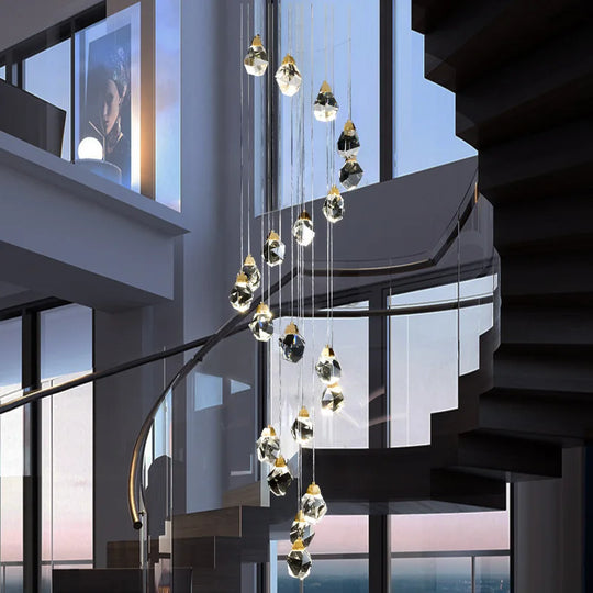 Elegant Light Luxury Crystal Chandelier - Perfect For Staircases Living Rooms Duplexes Villas And