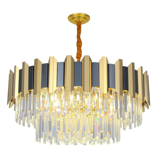 Led Modern Stainless Steel Crystal Chandeliers - Elegant Home Lighting For Foyers And Entrances