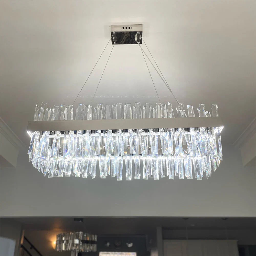 Luxury Crystal Hanging Chandelier For Dining Room And Kitchen Island – Choose Chrome Or Gold