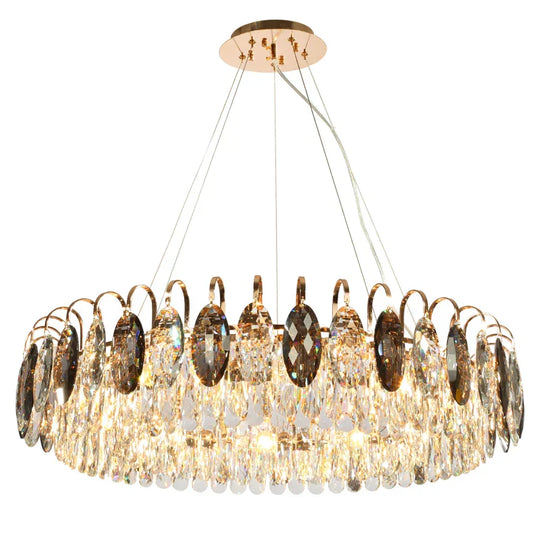 New Modern Crystal Chandelier - Luxurious Home Decor Lighting In Round Gold Design With Led