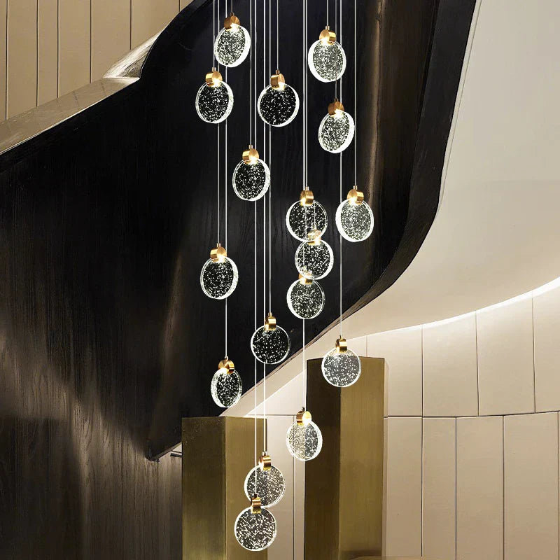 Round Crystal Pendant Light For Living Room Dining Stair Lamp Decoration Exhibition Hall Pendant