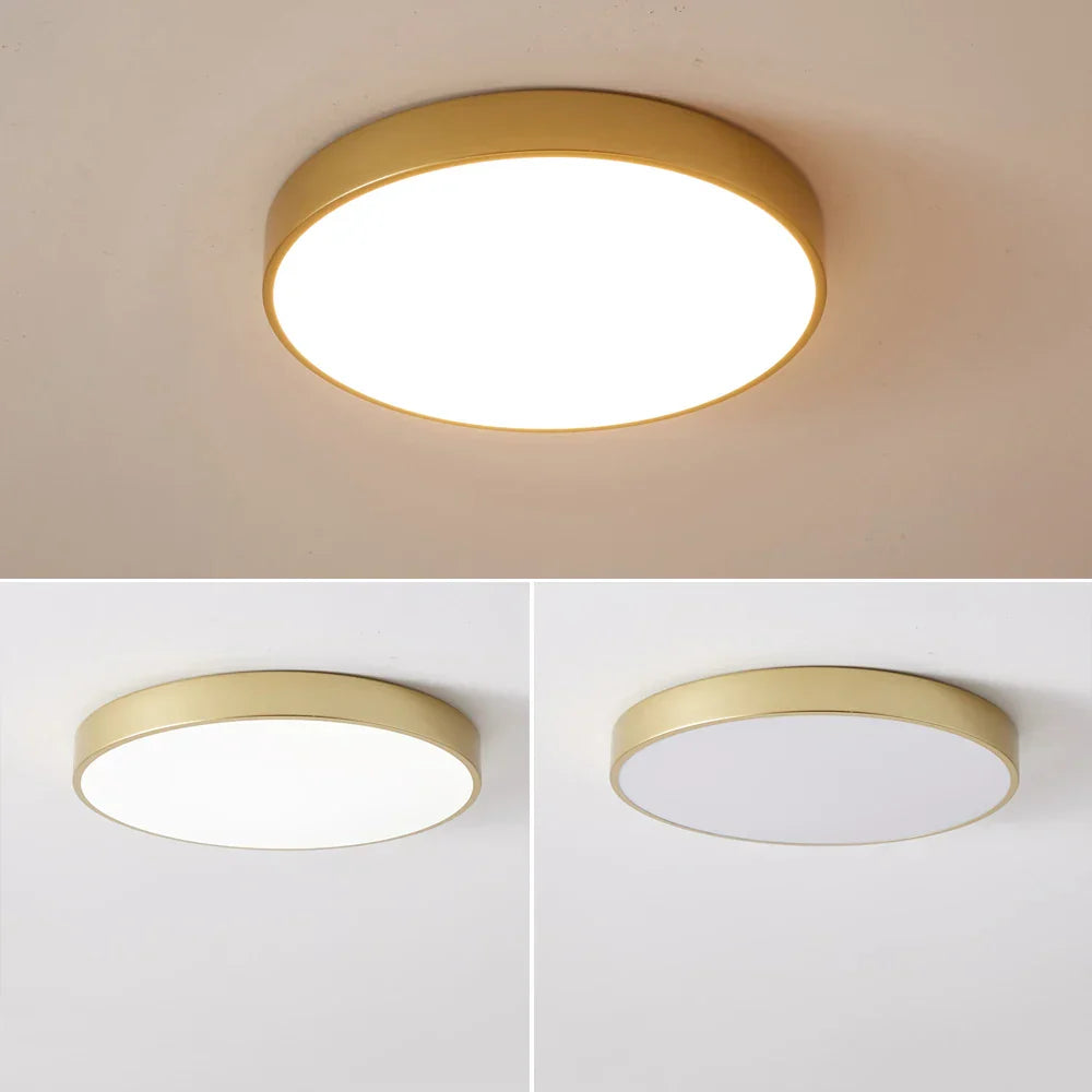 Modern Round Gold Led Ceiling Light - Ultra - Thin 5Cm Surface Mount With Remote Control Ceiling