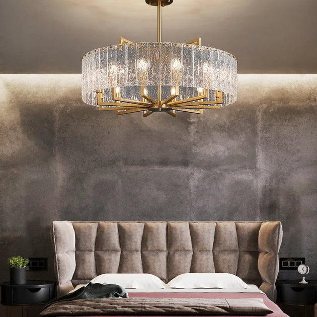 New Modern Glass Chandelier - Luxury Round Design With Creative Gold Accents For Stylish Home