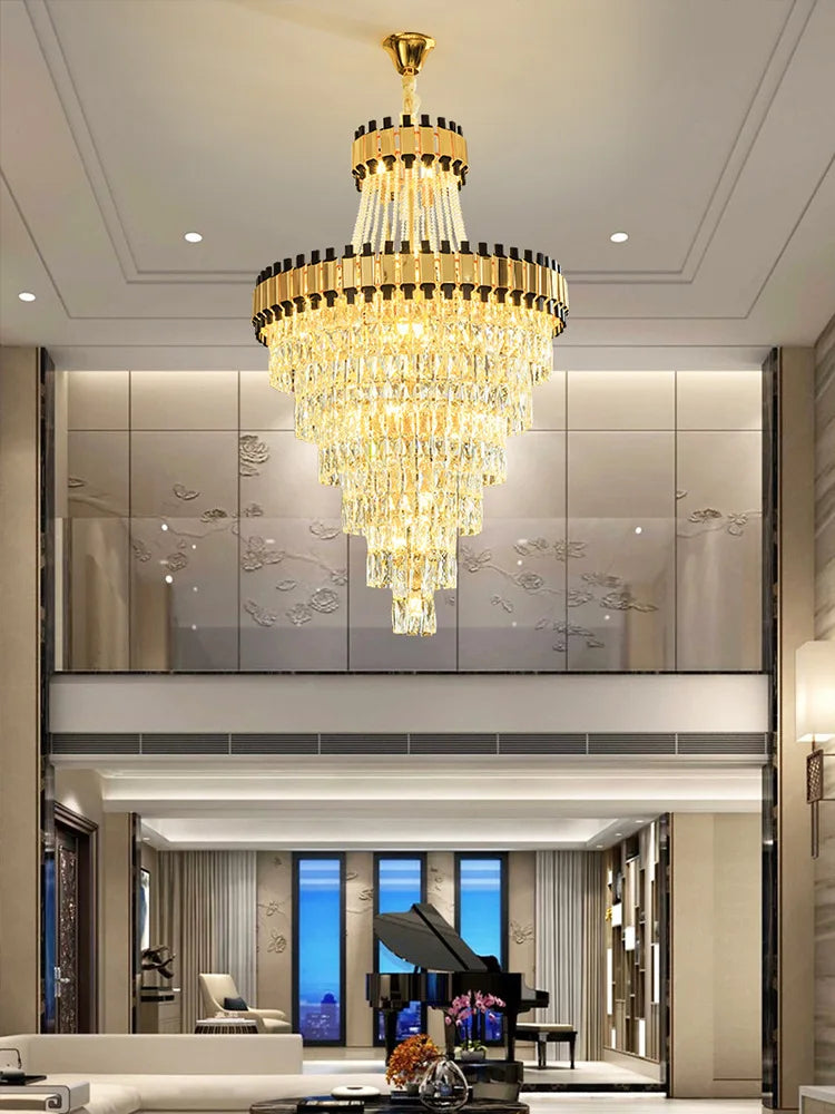 Duplex Building Chandelier - Post - Modern Light Luxury Crystal Elegance For Villas Living Rooms