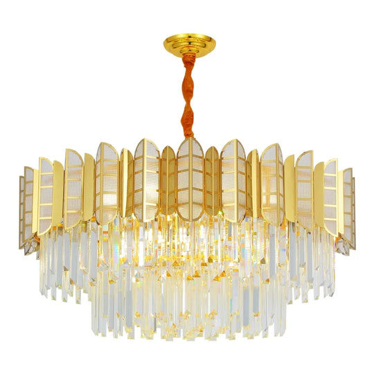 Led Stainless Steel Golden Post - Modern Chandelier - Light Luxury Crystal Elegance For Living