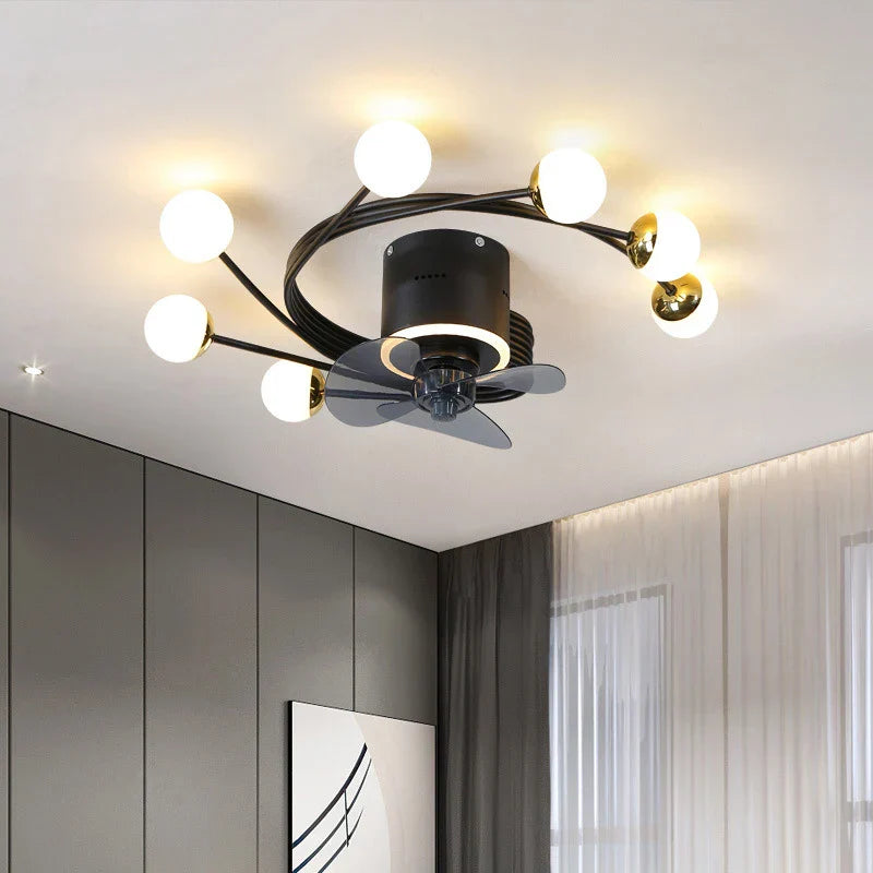 Nordic Art Chandelier Ceiling Fan Without Blades Bedroom Lamp Fans With Lights Decorative Led Lamps