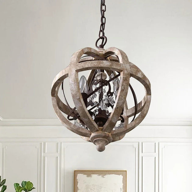 Astra - Retro Solid Wood Led Hanging Chandelier Pendant Light