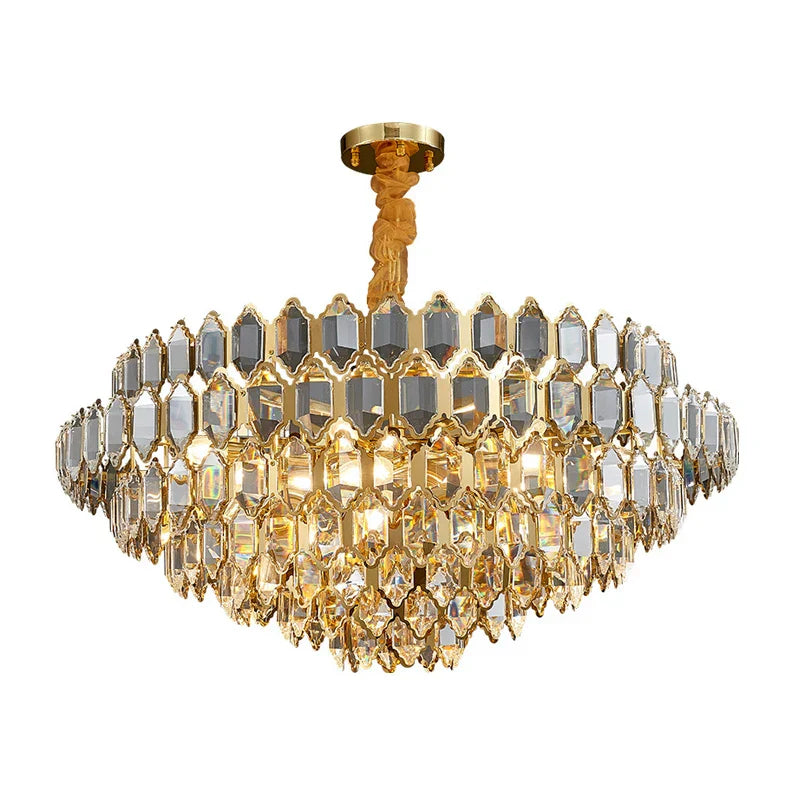 Modern Style Golden Luster Suspended Crystal Chandelier - Elegance For Living Rooms Bedrooms And