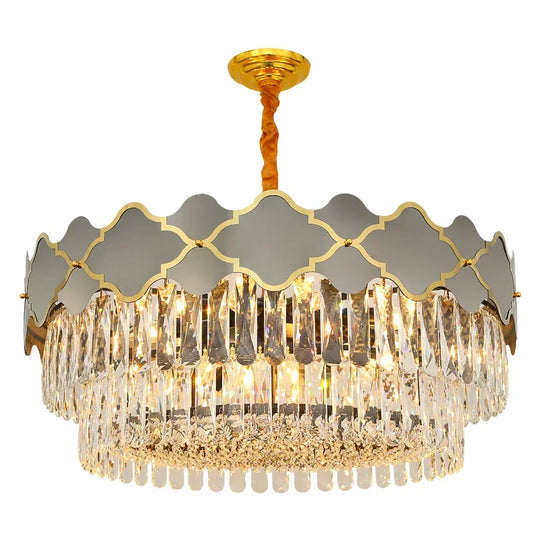 Postmodern Light Stainless Steel Crystal Chandelier - Starry Sky Illumination For Living Dining And