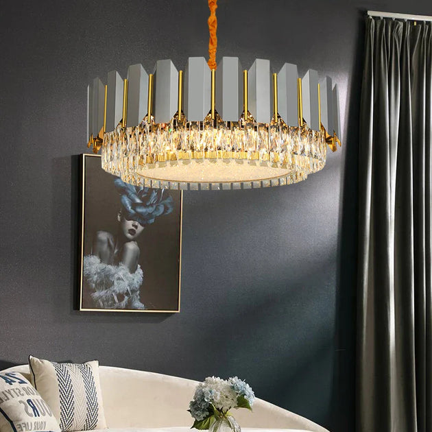 Stainless Steel Light Luxury Crystal Chandelier - A Postmodern Marvel For Living Rooms Simple