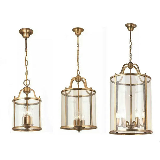 American Vintage Copper Chandelier - Solder Glass Birdcage Design For Hotel Lobbies Aisles