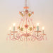 Contemporary Pink Ceiling Chandelier - E14 Led Lighting With Crystal Iron And Ceramic Accents