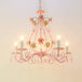 Contemporary Pink Ceiling Chandelier - E14 Led Lighting With Crystal Iron And Ceramic Accents